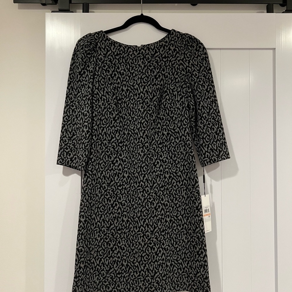 NWT Calvin Klein Black and Gray Patterned Dress